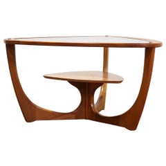 Mid-Century Modern Teak Triangular Glass Coffee Table