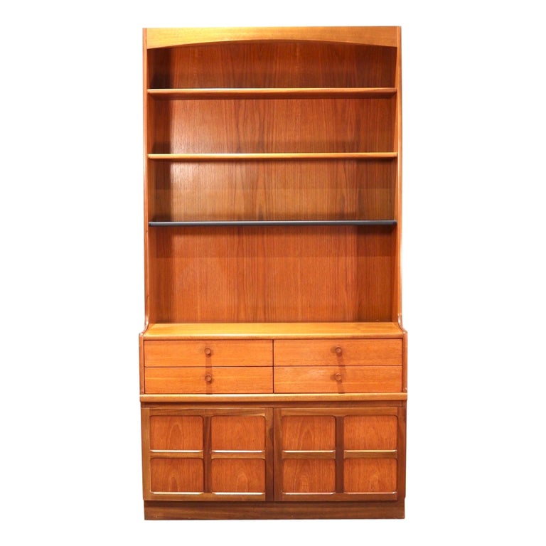 MidCentury Modern Teak Wall China Display by Nathan For Sale