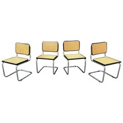 Set of 4 Cesca Chairs by Marcel Breuer, Made in Italy