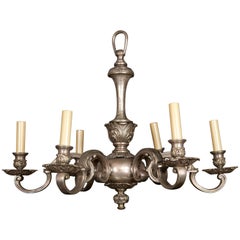 Antique Silver Plated, Cast Bronze Chandelier