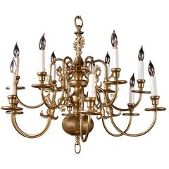 Antique Dutch Brass, Two-Tier Chandelier