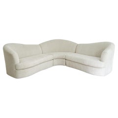 Modern Cloud Style Sofa/Sectional w/ New Off White Chenille Upholstery