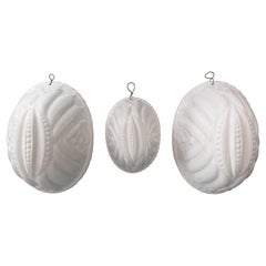 Vintage Set of 3 Mid-Century French White Ceramic Jelly Pudding Molds Wall Hangings