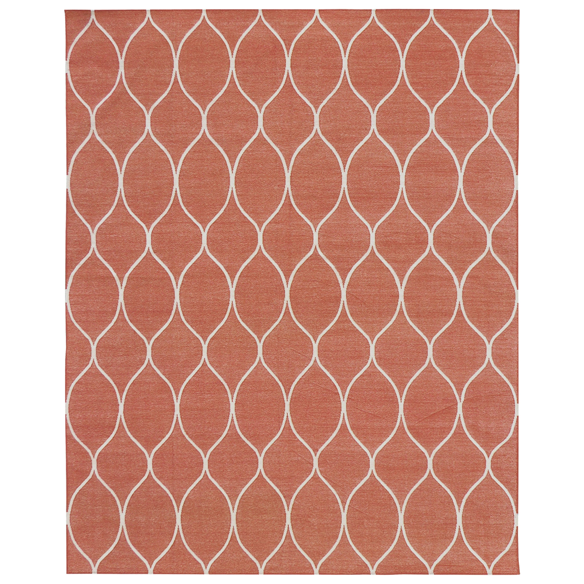Mehraban Contemporary Flat-Weave Rug Cielo Collection Valla Tangerine For Sale
