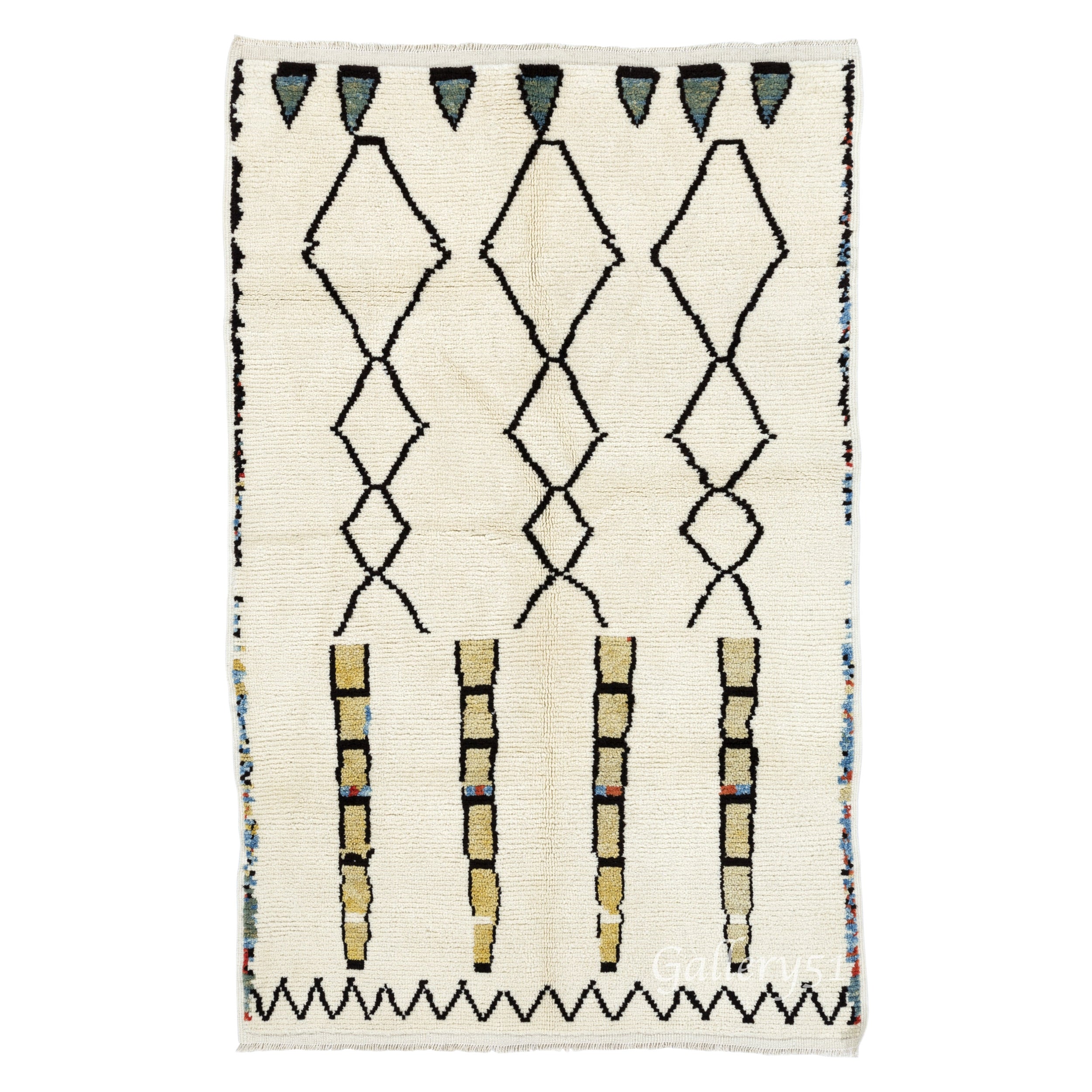 Hand Knotted Moroccan Wool Rug, Soft Pile, Custom Options Available. 5.2x8.3 Ft For Sale
