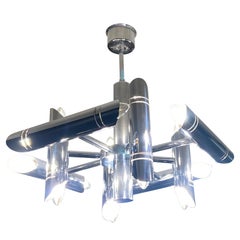 Retro Chrome Pendant Lamp by Sciolari, 1970s