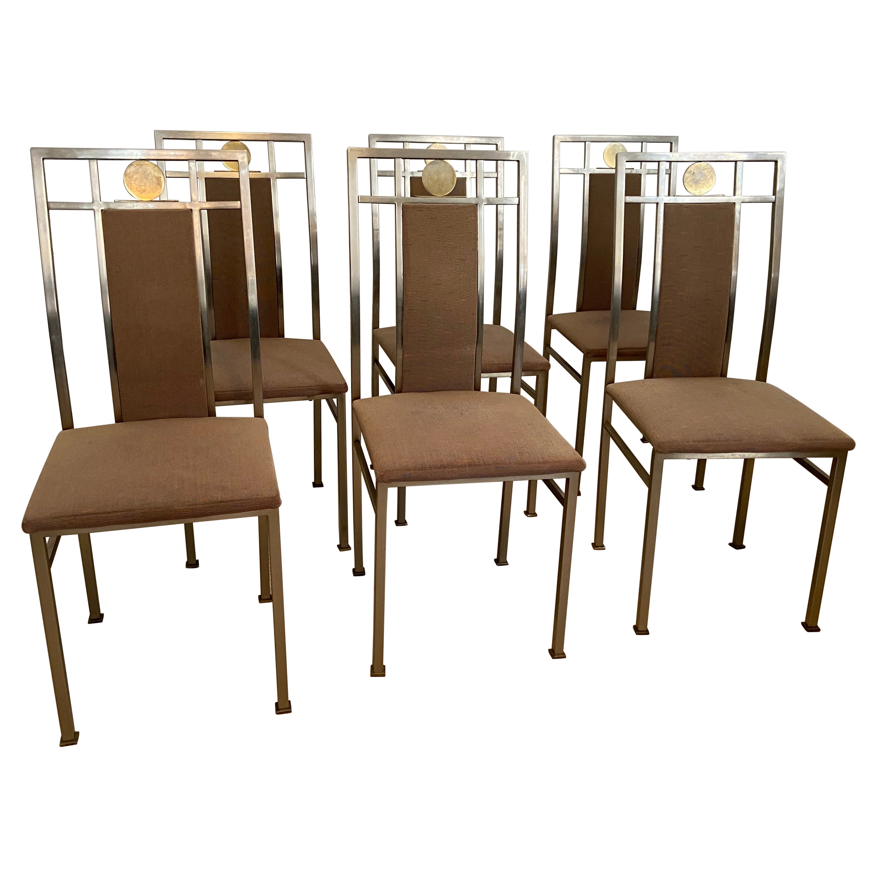 Ensemble de six chaises produites par le fabricant belge Belgo Chrom dans les années 80 en vente