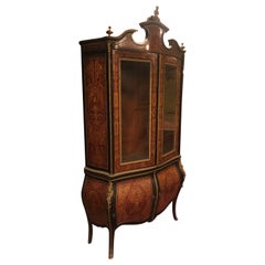 Vintage Boulle Style Display Cabinet, Rounded and Inlaid, Early 1900s, Italy