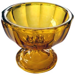Heavy Bohemian Pedestal Bowl of Honey Colored Glass; by Moser Glassworks