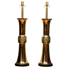 Used Large Pair of Brass Lamps by James Mont