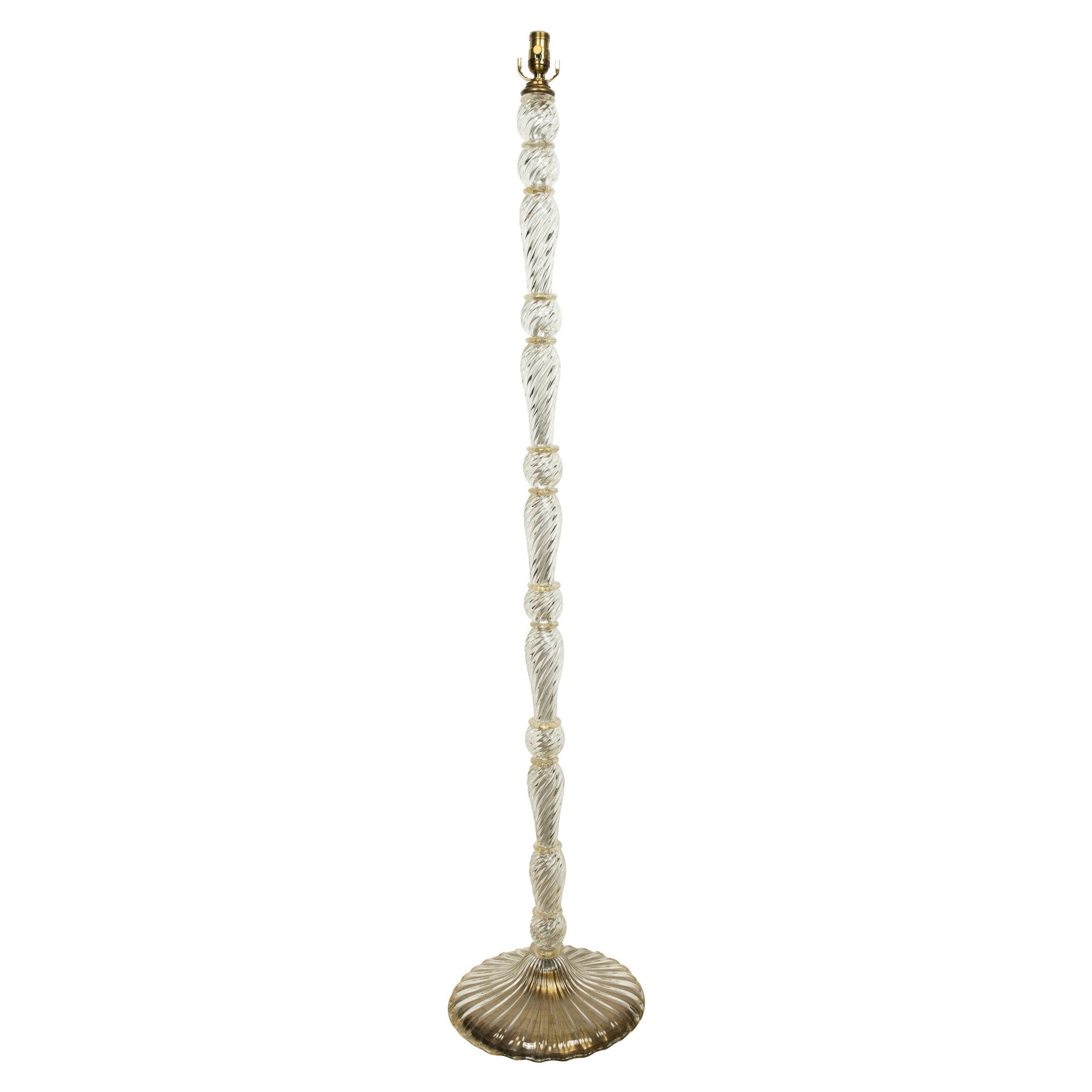 Clear Murano Glass Floor Lamp Infused with Gold