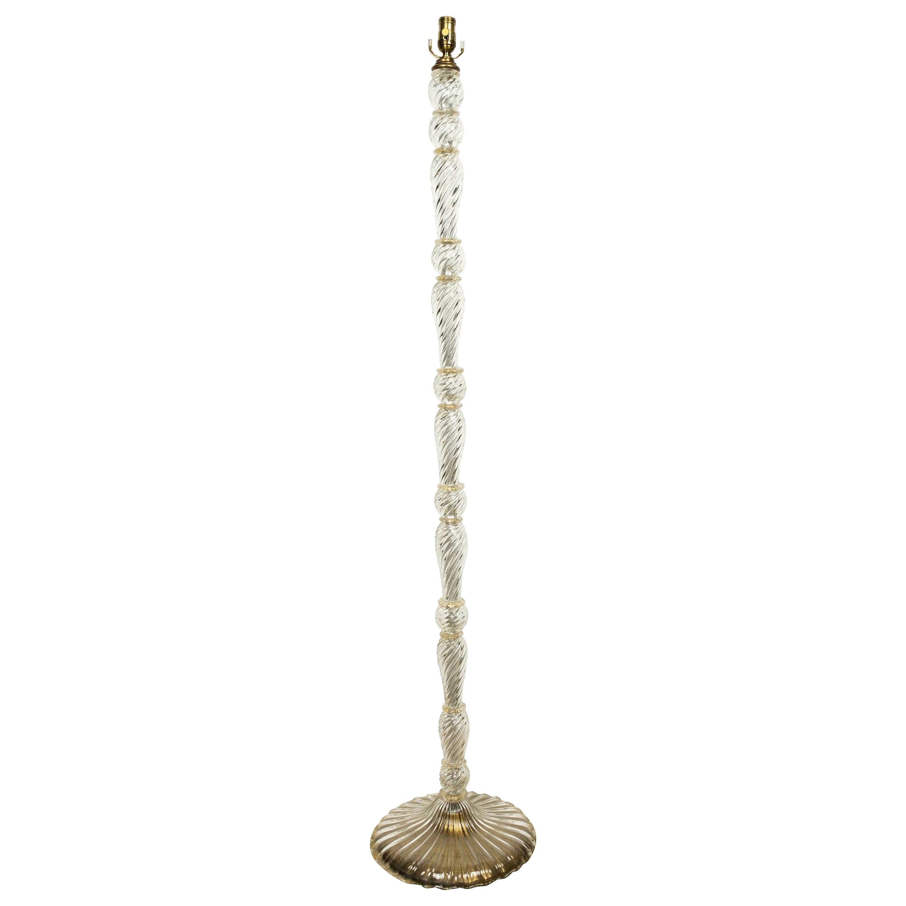 Clear Murano Glass Floor Lamp Infused with Gold
