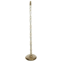 Lámpara de pie de cristal de Murano transparente bañado en oro