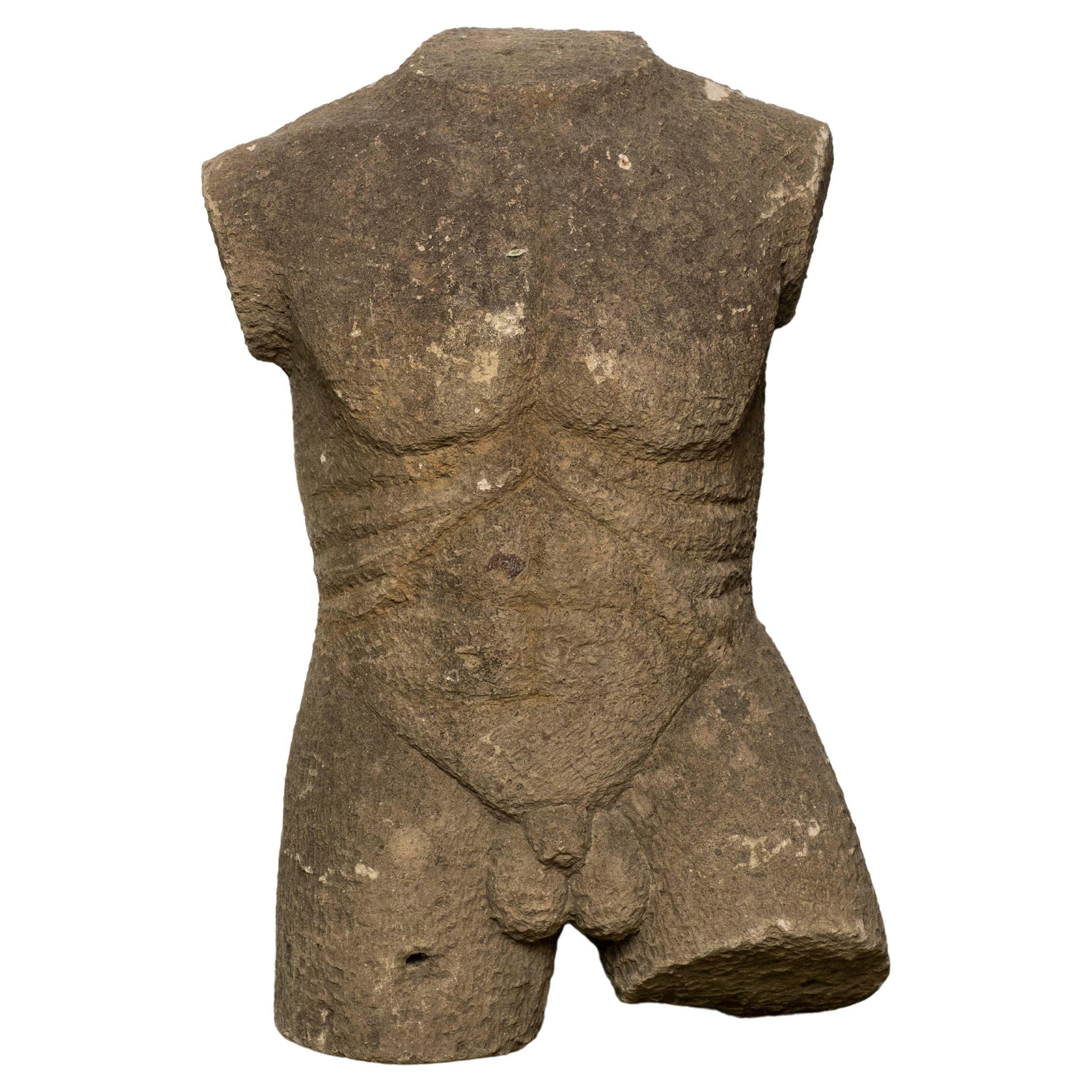 French Classical Male Stone Torso Sculpture For Sale