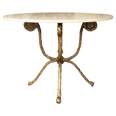 Italian Modern Bronze and Travertine Center Table Attributed to Romeo Rega