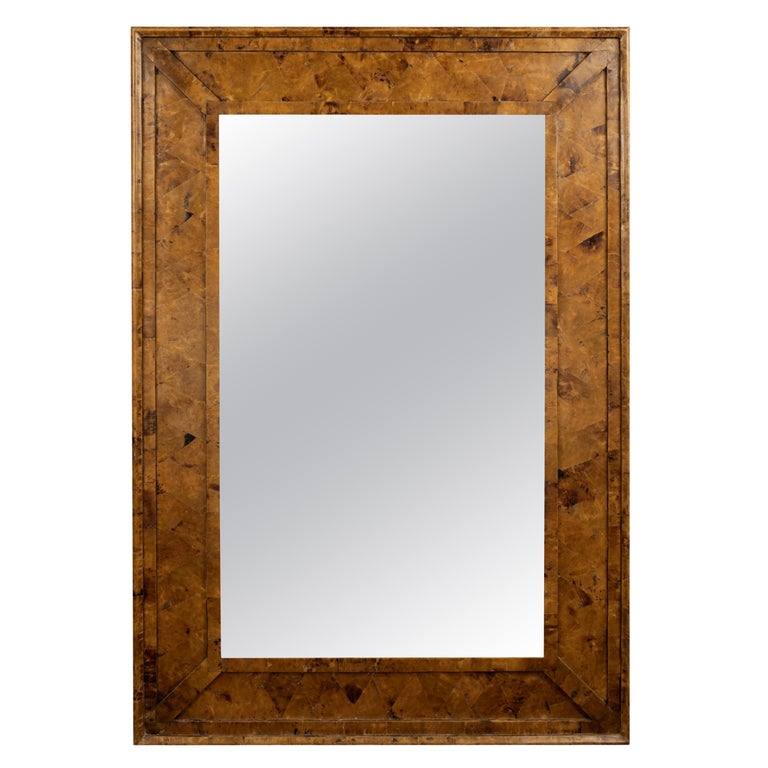 Penshell Frame Large Rectangular Geometric Pen Shell Beveled Mirror For Sale at 1stDibs
