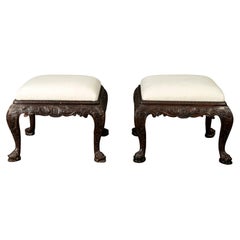 Pair of Antique Regency Style Walnut Benches