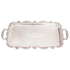 Silver Plate Oblong Footed Tray With Handles, Wallace Silversmiths, circa 1950