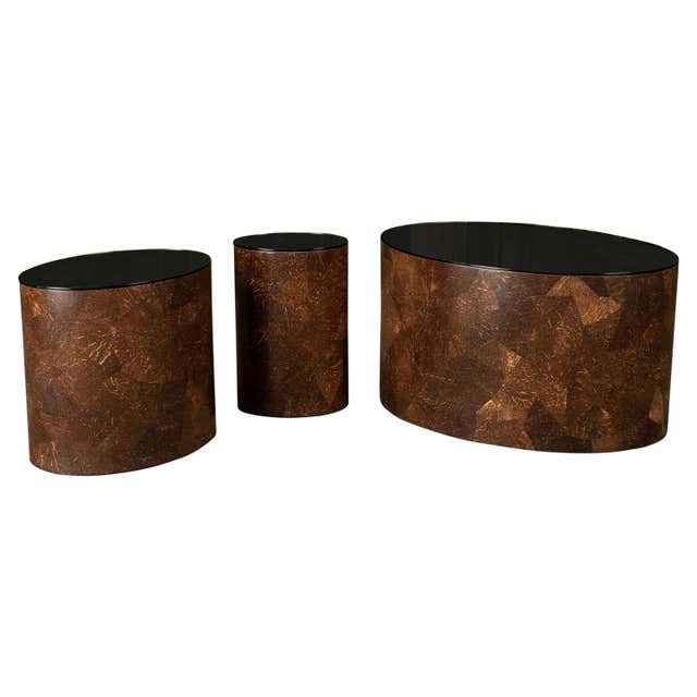 Mid-Century Modern Augousti Style Coconut Shell Inlay End Tables For ...