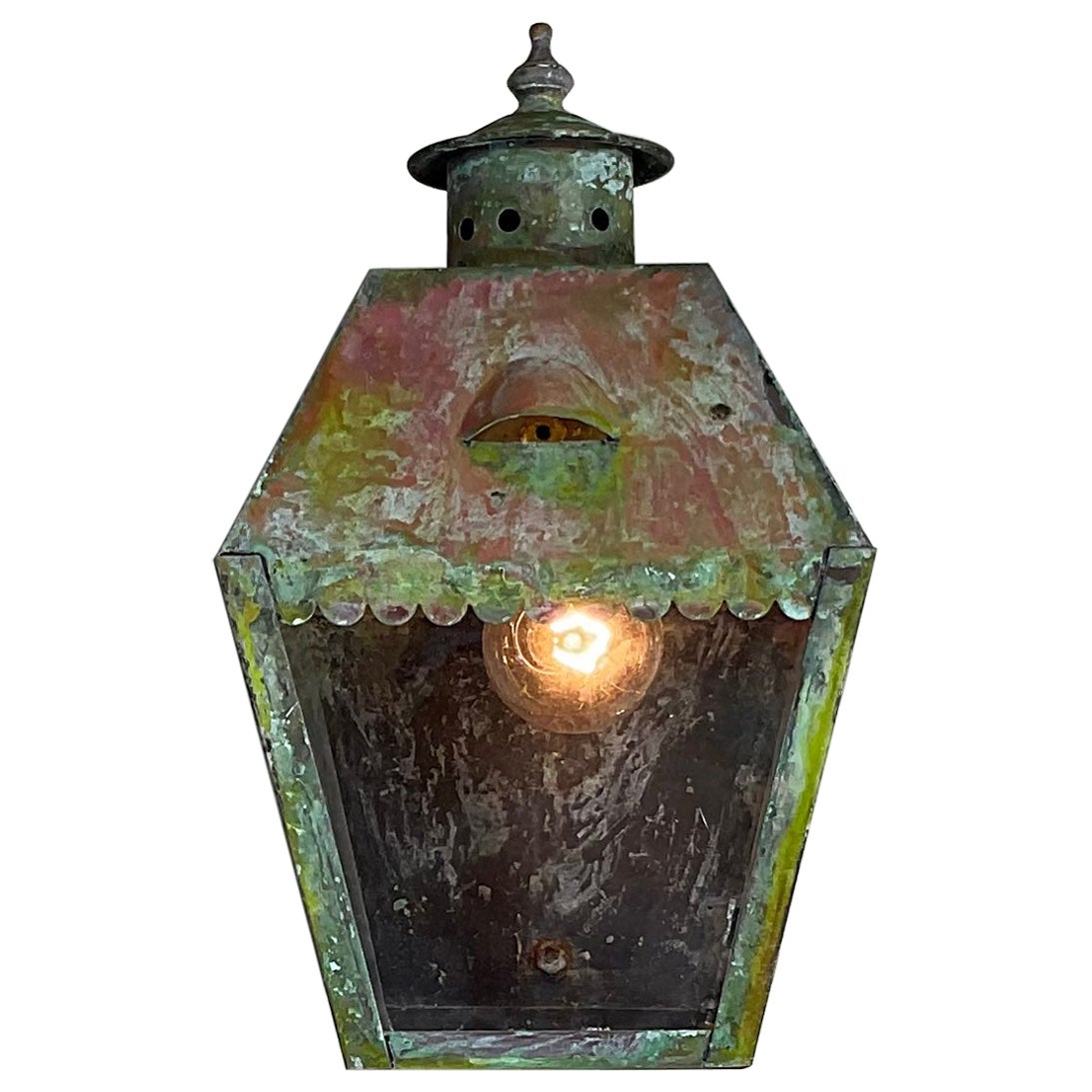 Single Wall Hanging Solid Brass Lantern For Sale at 1stDibs