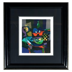 Marcel Mouly La Guitare Bicolore Pencil Signed Limited Print