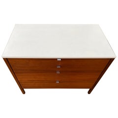 Florence Knoll Walnut Dresser with White Formica Top, 2 Available