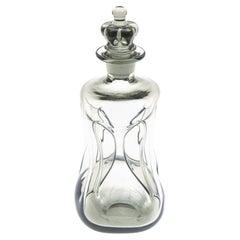 Smokey Gray Vintage Holmegaard Glass Cinched Decanter Bottle Rare Crown Stopper