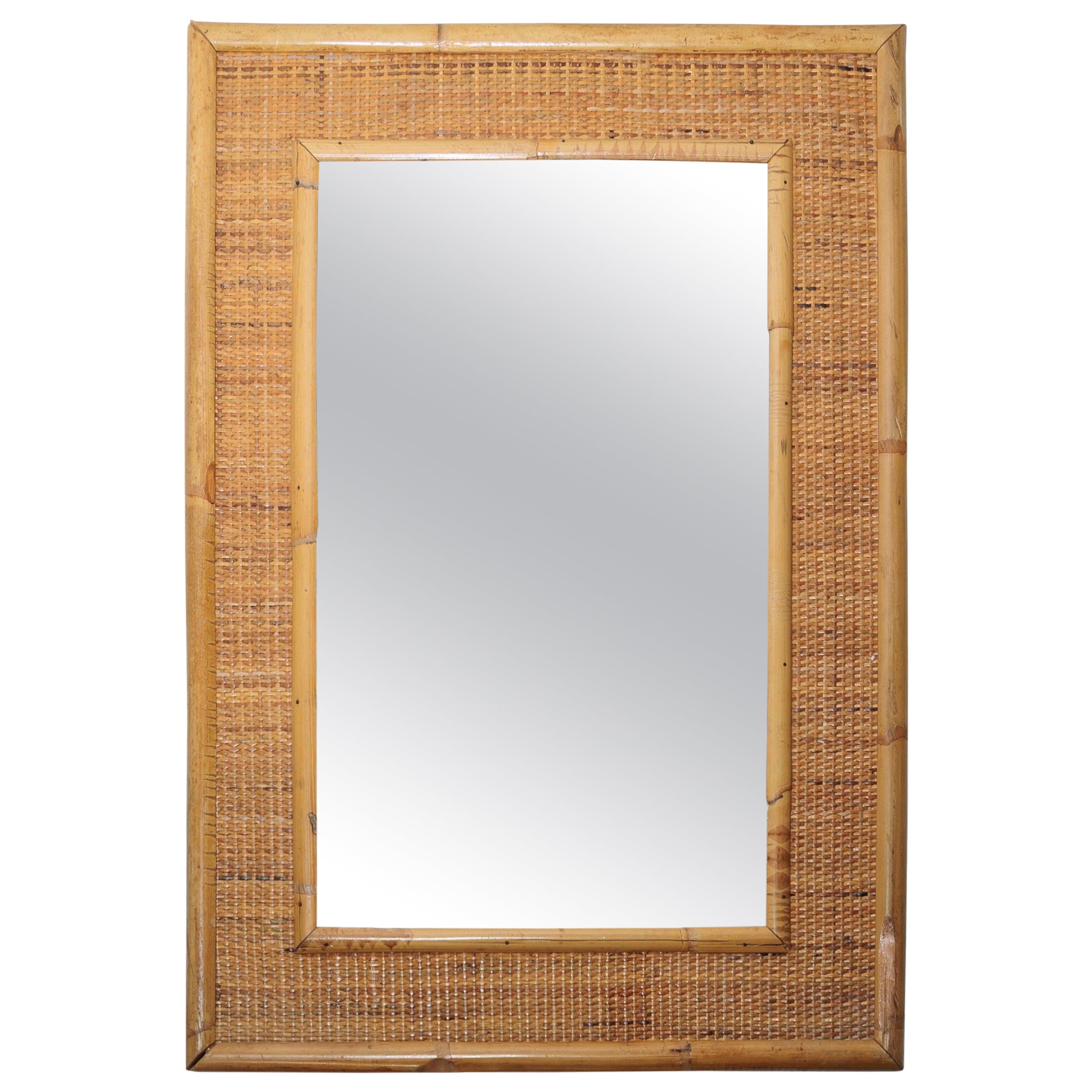 Bamboo and Woven Wicker Surround Mirror