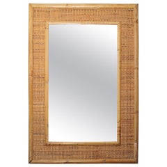 Vintage Bamboo and Woven Wicker Surround Mirror