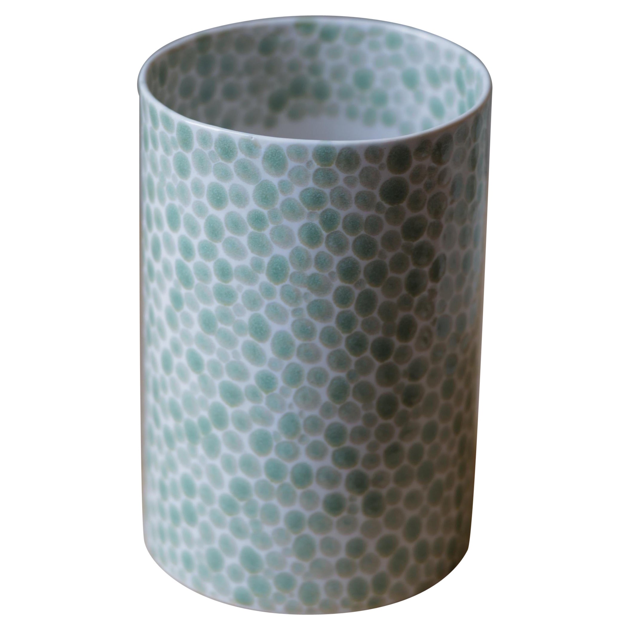 Jade Dots Porcelain Cylinder Large Vase