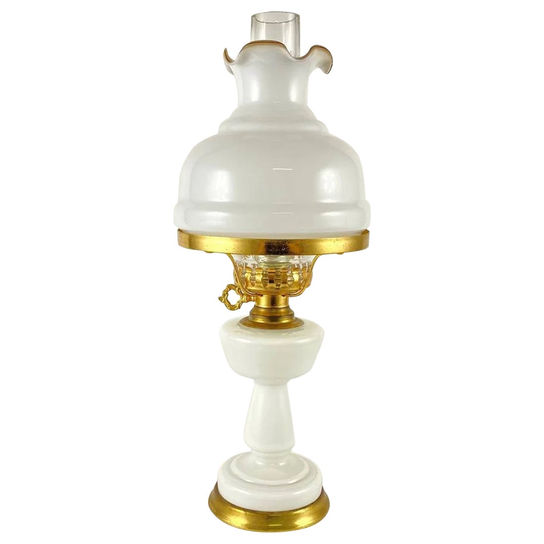 Stunning Opaline Glass Gilded Table Lamp, 1970s