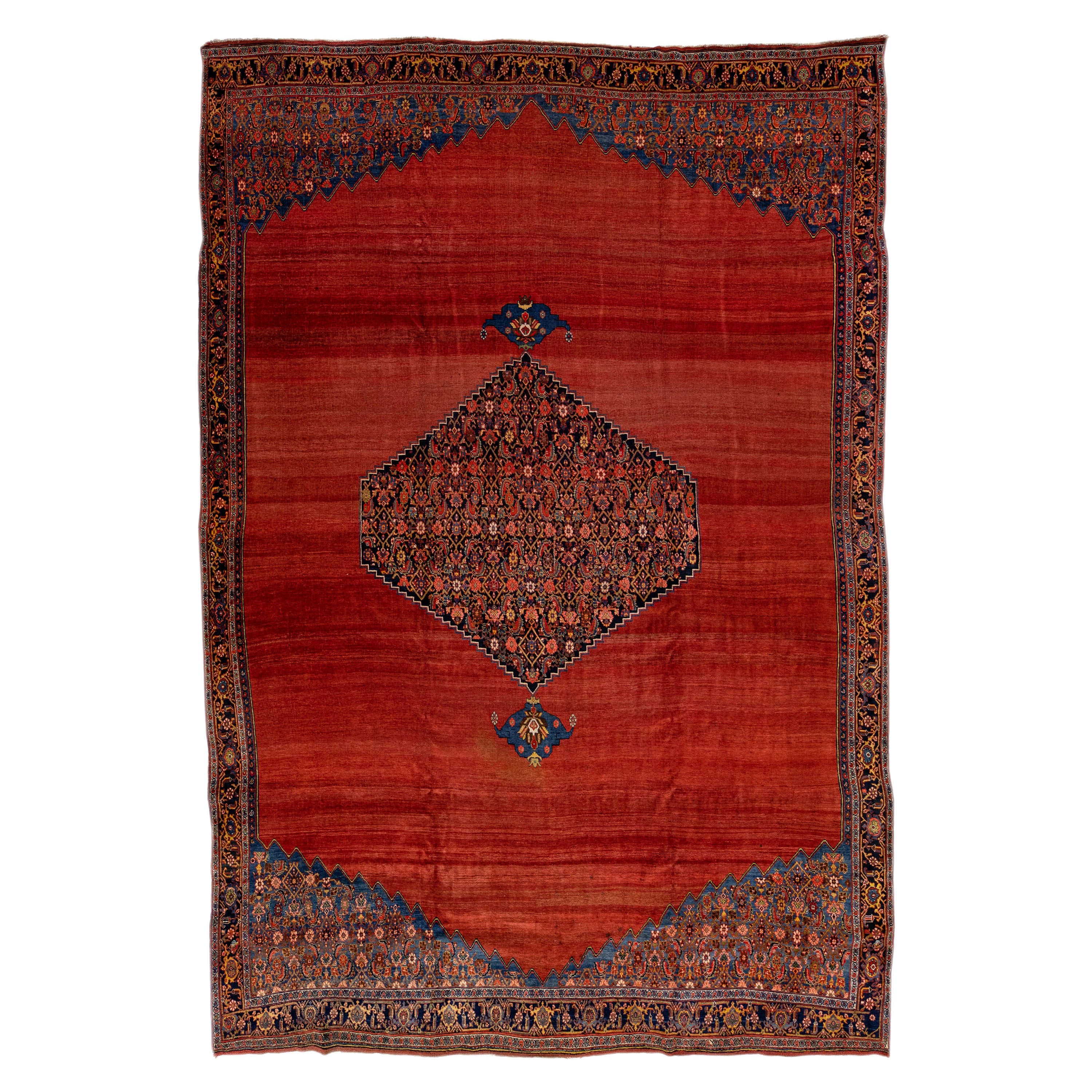 Red Antique Bidjar Handmade Persian Wool Rug with Medallion Motif
