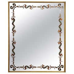 Retro Gold Framed Reverse Painted Mirror