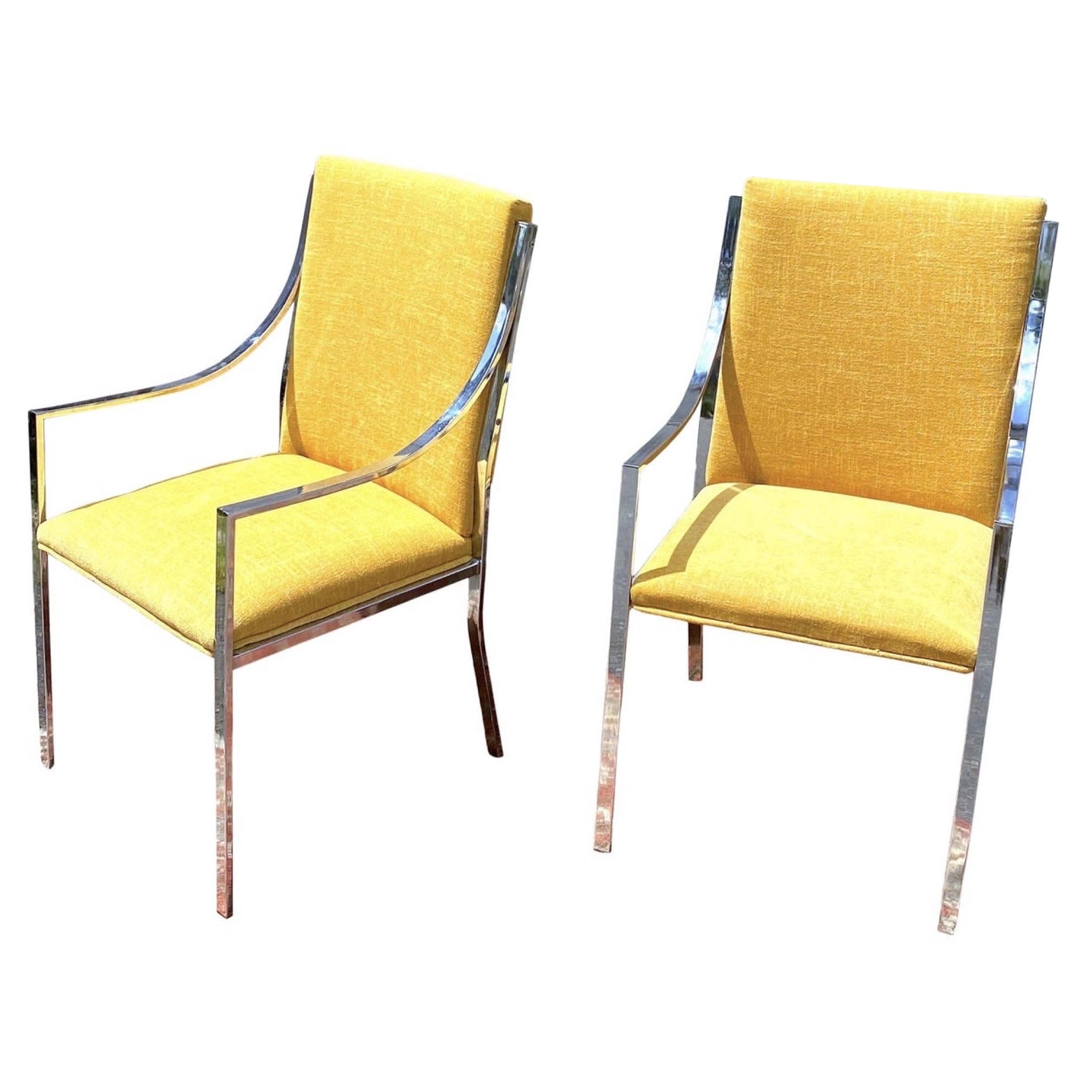 Pierre Cardin for Dillingham Chrome Occasional Chairs, Pair