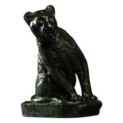 Vintage Roger Godchaux, Lionne Aux Aguets, Bronze, Fonte Susse, Vers 1930