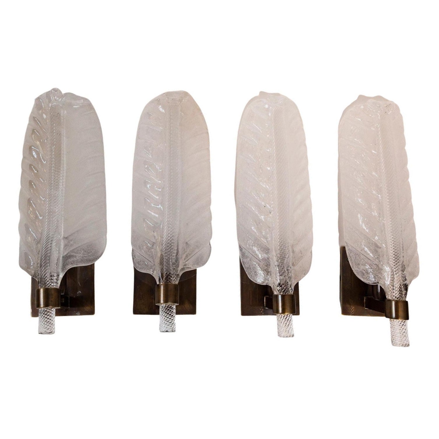 Set of 4 Blown Leaf Wall Lights, Contemporary, UL Certified