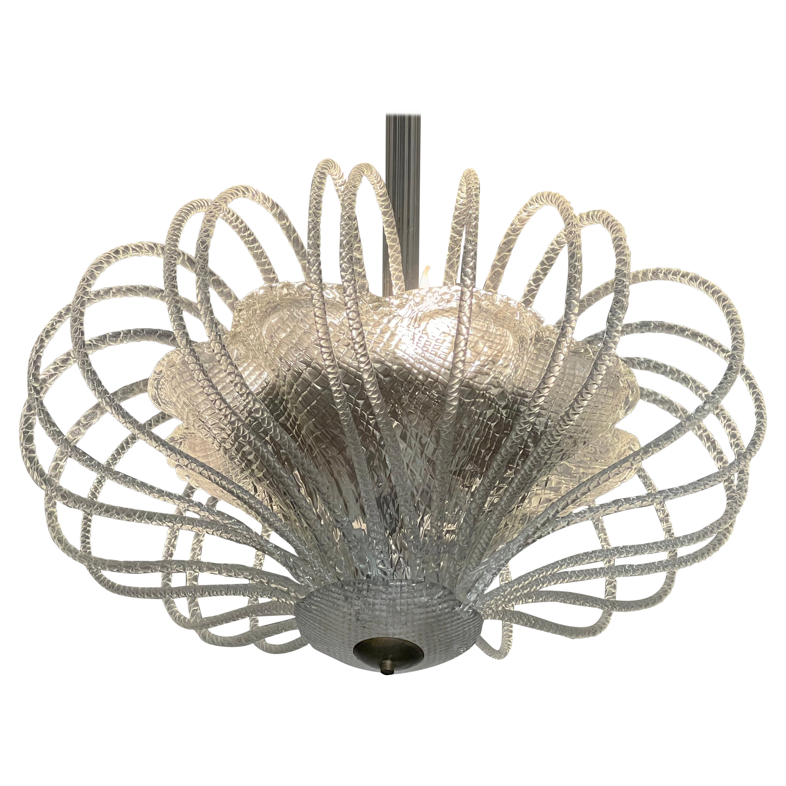 Stunning and Original Chandelier by Barovier & Toso, Murano, 1940s For Sale