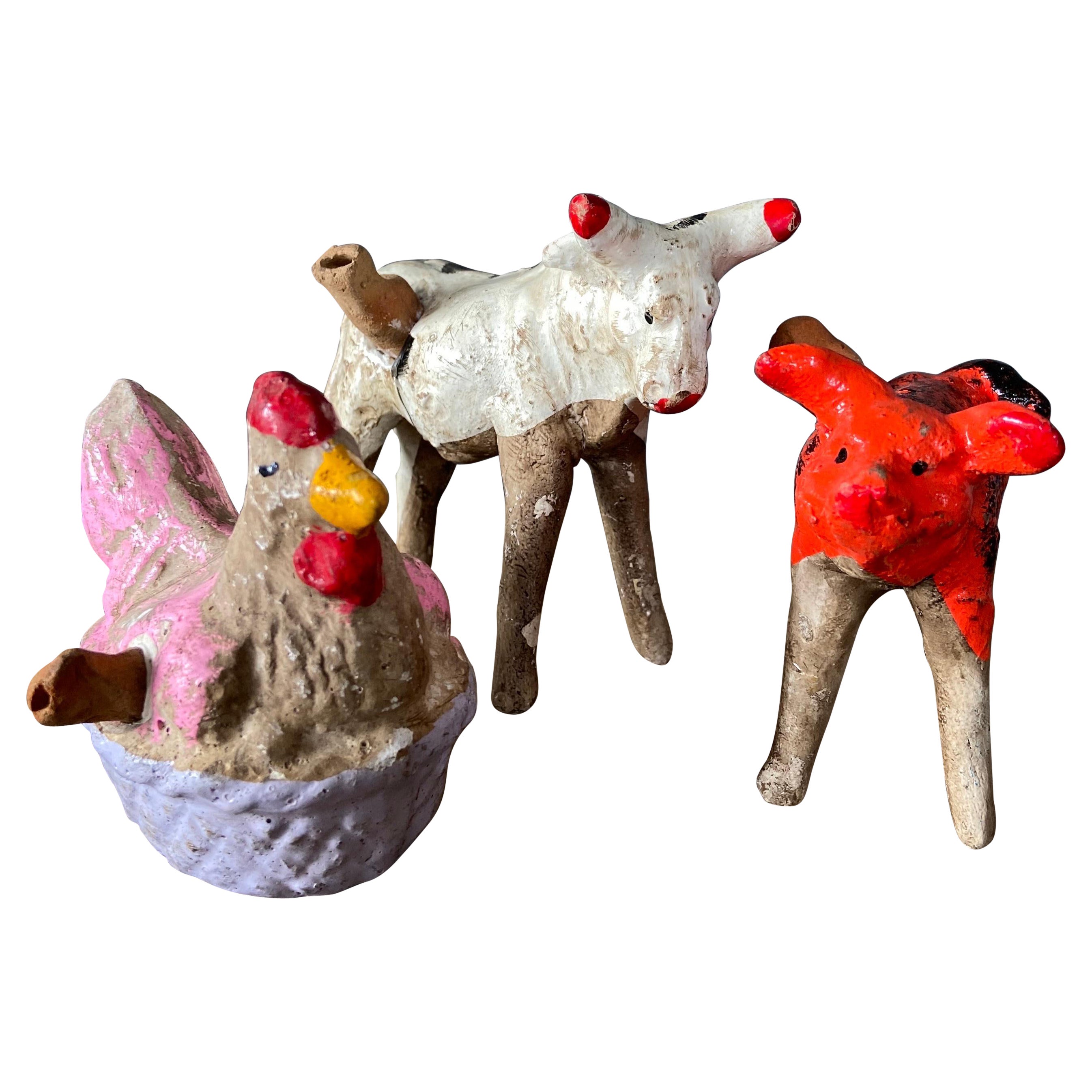 Set of 3 Ceramic Animal Figures from Mexico, Circa 1980s and 1990s