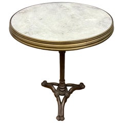 Coveted Vintage French Marble Round Top with Cast Iron Bistro Table