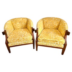 Mid-Century Modern Pair of Barrel Back Tub Chairs