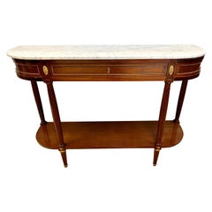 Louis Philippe Style Mahogany Marble Top Table Server Console Bar Buffet