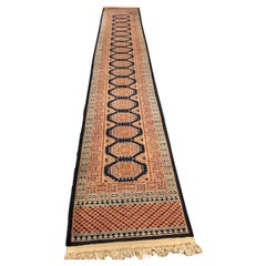 Fine Pakistani Bokhara Semi-Antique 10+ feet Hand-Knotted Carpet Runner 1970s