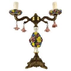 Floral Porcelain Vintage Table Lamp, 1980s