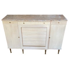 1940's John Widdicomb Mid Century Modern Marble Top Credenza Sideboard Cabinet