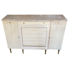 Vintage 1940's John Widdicomb Mid Century Modern Marble Top Credenza Sideboard Cabinet 