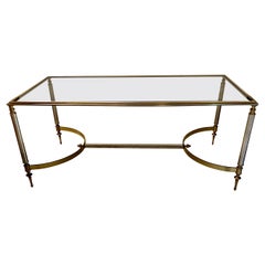 Jansen-Attributed Steel and Brass Coffee Table