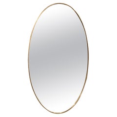 Lovely Oval Mid-Century Brass Mirror, Italy
