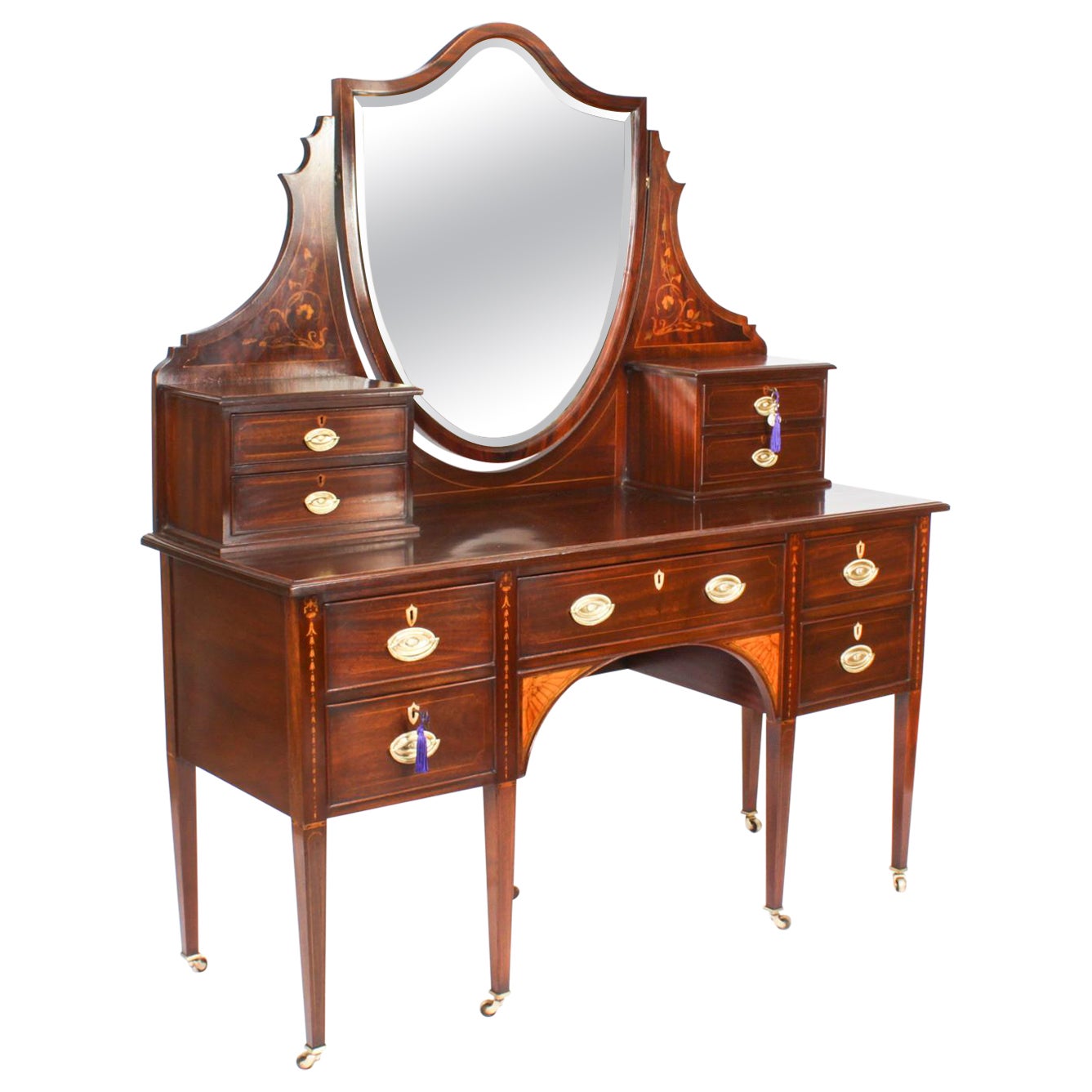 Antique Late Victorian Mahogany Dressing Table & Mirror 19th C