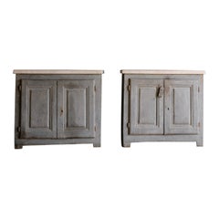 Early Pair of Marble Top Cabinets from Italy, circa 1800