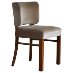 Otto Schulz, Dining Chair in Solid Oak, Upholstered in Velvet, Swedish Modern